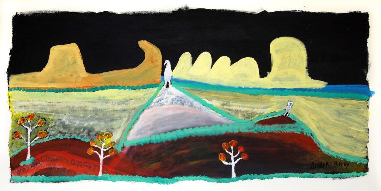 Ginger Riley Munduwalawala, Ngak Ngak and the owl at night, 1997