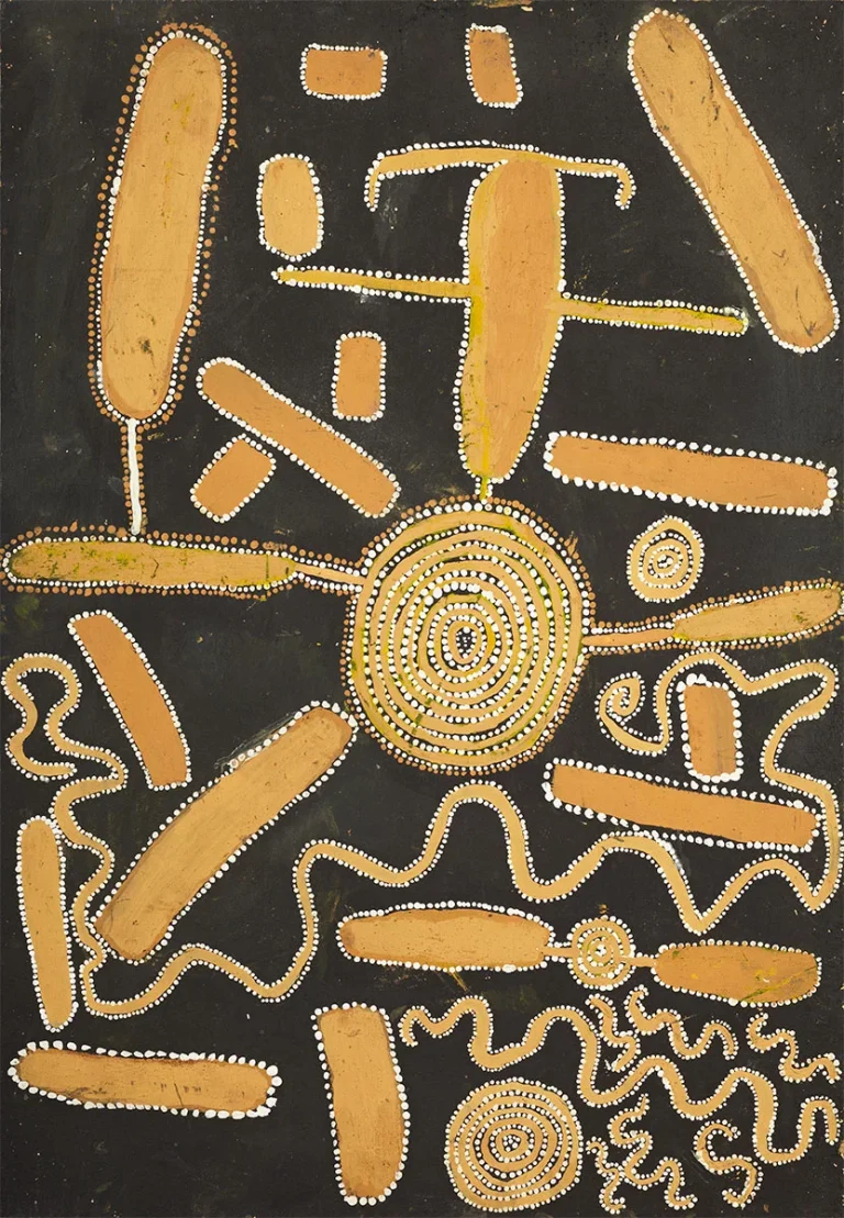 Shorty Lungkata Tjungurrayi, Snake Dreaming at Lampintjanya, 1972